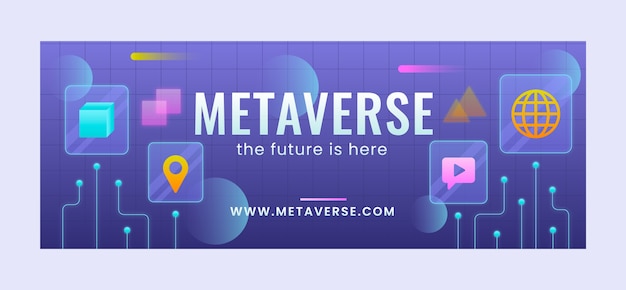 Gratis vector gradiënt geometrische metaverse facebook cover