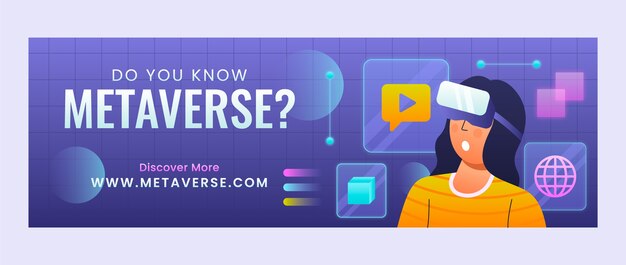 Gradiënt geometrische metaverse twitter header