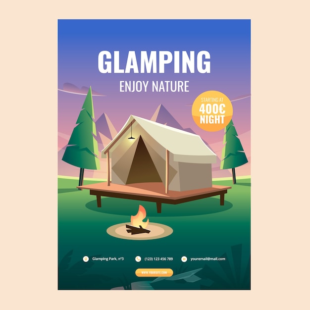 Gradiënt glamping poster sjabloon