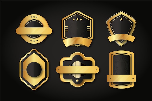 Gratis vector gradiënt gouden luxe badges