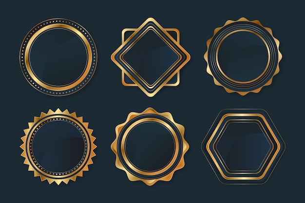 Gratis vector gradiënt gouden luxe badges