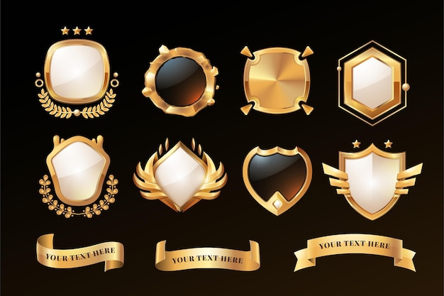 Gratis vector gradiënt gouden luxe badges