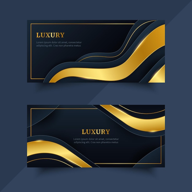 Gradiënt gouden luxe horizontale banners set
