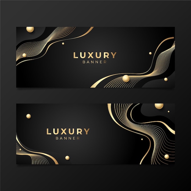 Gradiënt gouden luxe horizontale banners