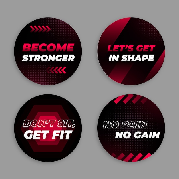 Gratis vector gradiënt gym labels set