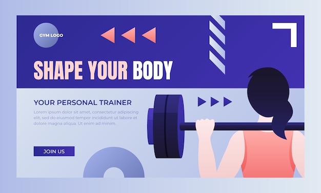 Gratis vector gradient gym training en oefening webinar sjabloon