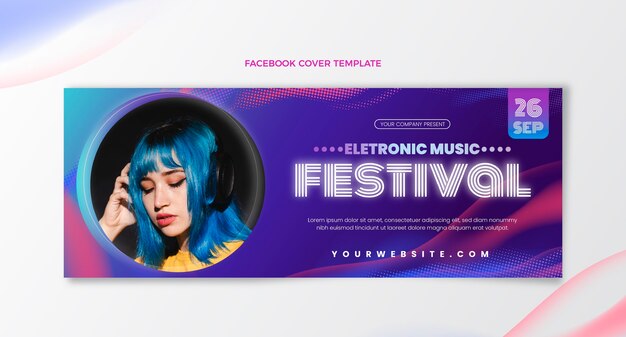 Gradient halftone muziekfestival facebook cover