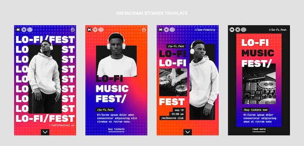 Gratis vector gradient halftone muziekfestival ig stories