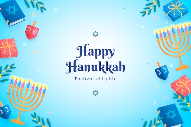 Gratis vector gradiënt hanukkah achtergrond