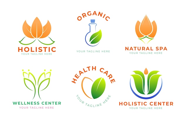 Gratis vector gradient holistische logo-set