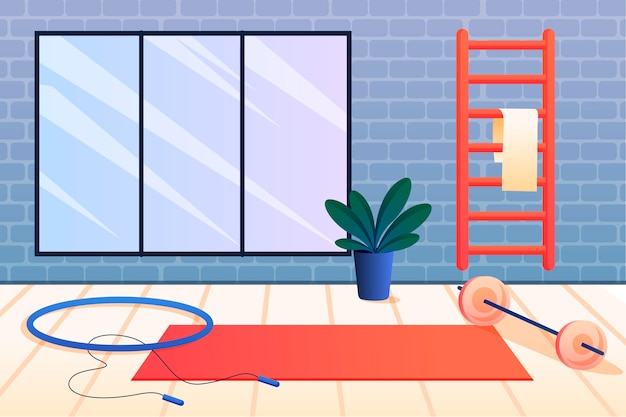 Gratis vector gradient homegym met verschillende elementen