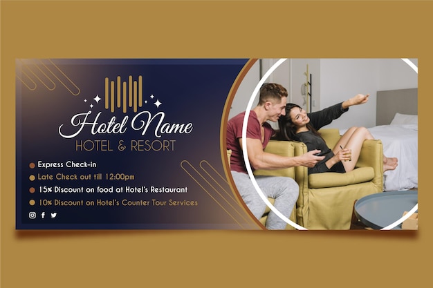 Gradient hotel banner met foto