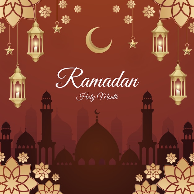 Gratis vector gradiënt illustratie voor de islamitische ramadan viering.