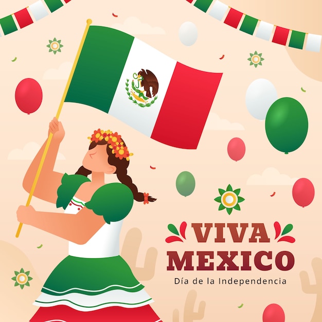 Gratis vector gradiënt illustratie voor de viering van de onafhankelijkheidsdag van mexico