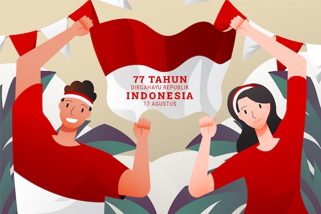 Gratis vector gradiënt indonesië onafhankelijkheidsdag achtergrond