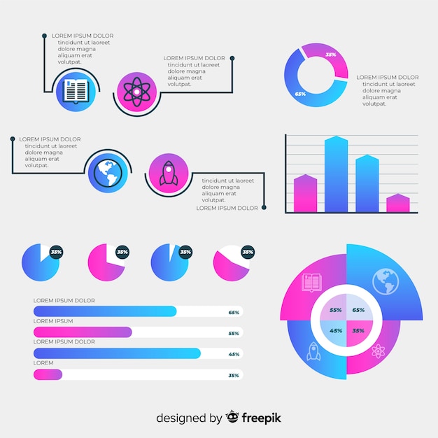 Gradient infographic element collectie