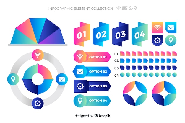 Gradient infographic element collectie