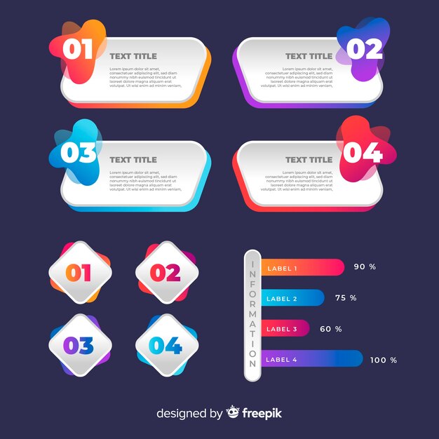 Gradient infographic element collectie