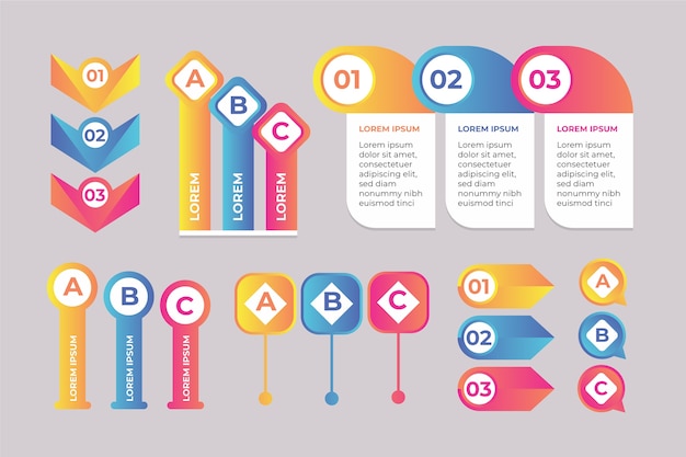 Gradient infographic element collectie