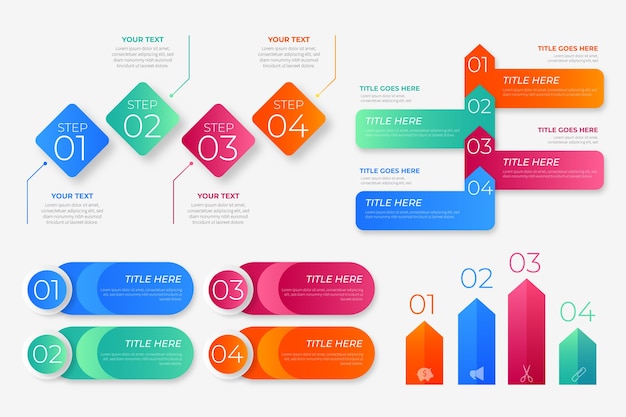 Gradient infographic element collectie