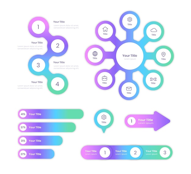 Gradient infographic element collectie