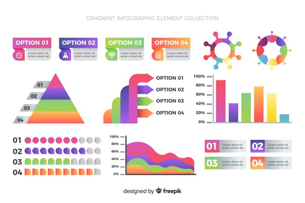 Gradient infographic element collectie