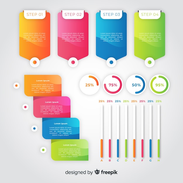 Gratis vector gradient infographic element set