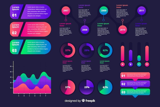 Gradient infographic elementen collectie sjabloon