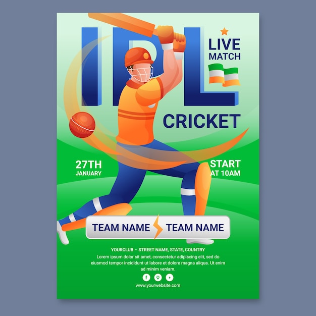 Gradiënt ipl cricket-poster