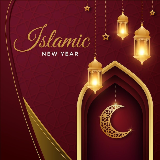 Gratis vector gradiënt islamitische nieuwjaarsillustratie