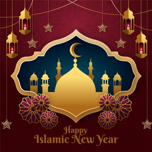 Gradiënt islamitische nieuwjaarsillustratie