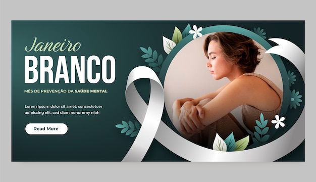 Gradient janeiro branco horizontale banner sjabloon