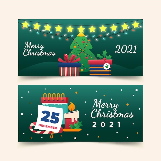 Gradiënt kerst horizontale banners set