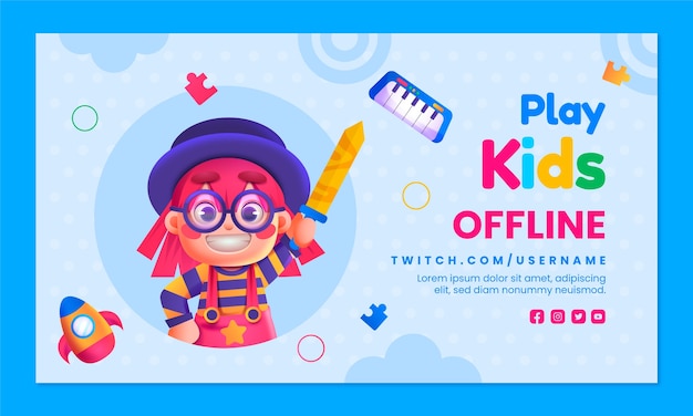 Gratis vector gradiënt kindermode twitch achtergrond