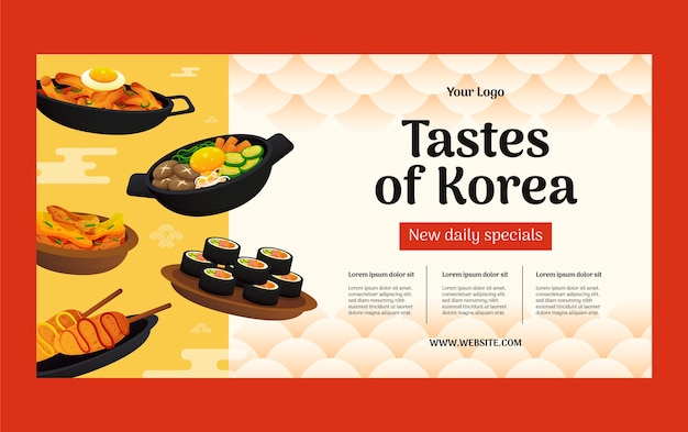 Gratis vector gradient koreaans restaurant facebook bericht