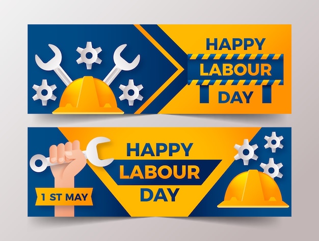 Gradient Labor Day horizontale banners pack