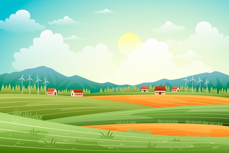 Gratis Vector gradiënt landelijk landschap achtergrond