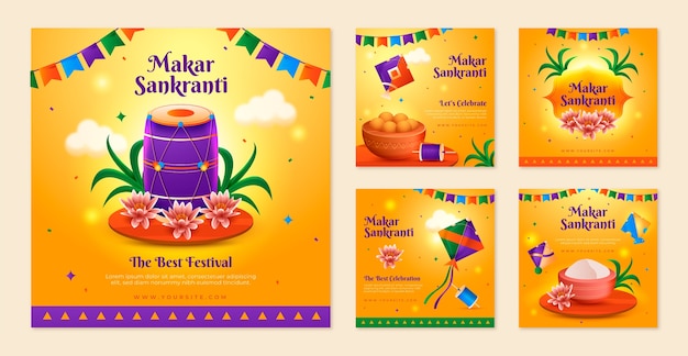 Gradient makar sankranti instagram posts collectie