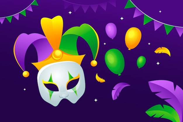 Gratis vector gradiënt mardi gras fest achtergrond