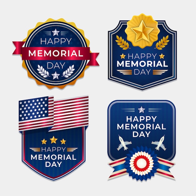 Gratis vector gradient memorial day usa labels-collectie