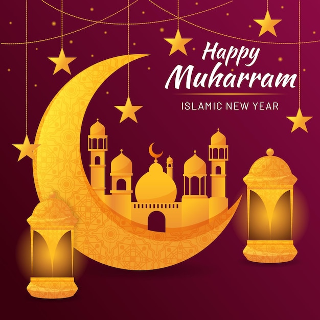 Gratis vector gradiënt muharram illustratie