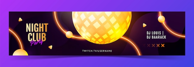 Gratis vector gradiënt nachtclub twitch banner sjabloon