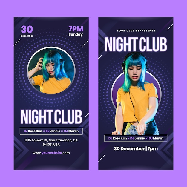 Gratis vector gradiënt nachtclub verticale banner