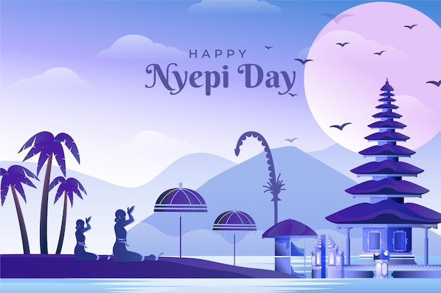 Gratis vector gradiënt nyepi achtergrond