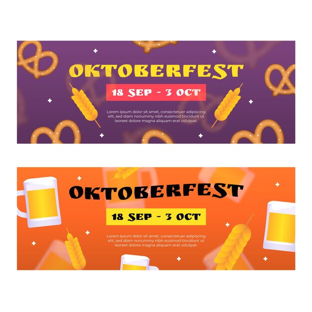 Gradiënt oktoberfest horizontale banners set