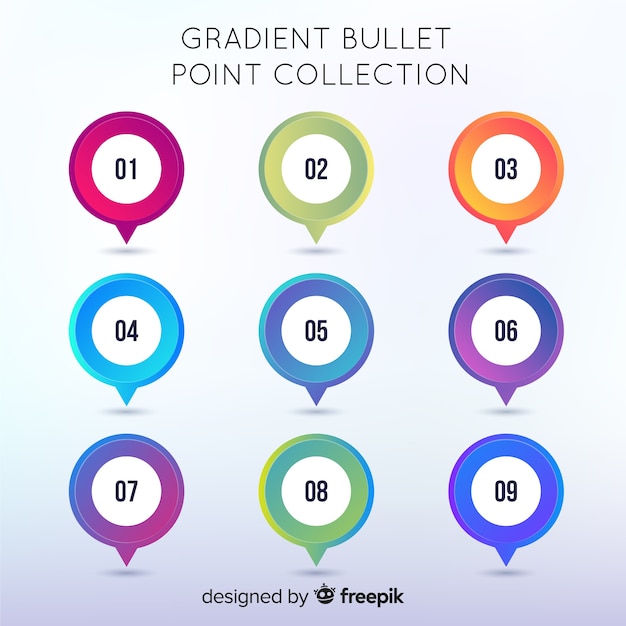 Gratis vector gradient opsommingsteken verzameling