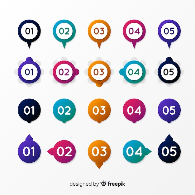 Gratis vector gradient opsommingsteken verzameling