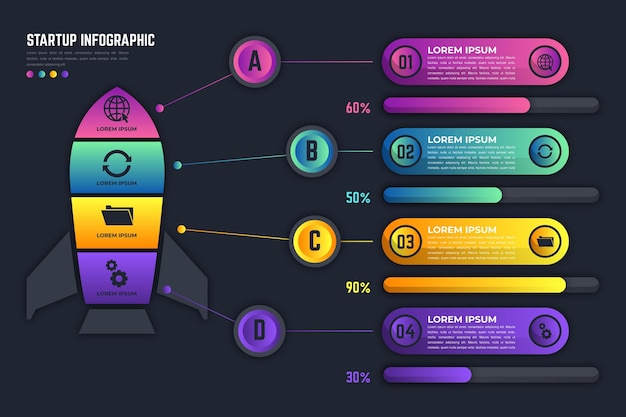 Gradiënt opstarten infographic sjabloon