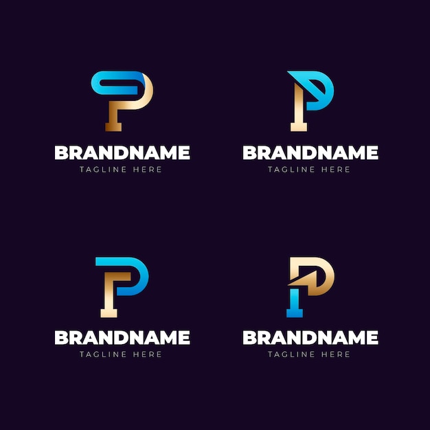 Gradient p logo sjabloonverzameling