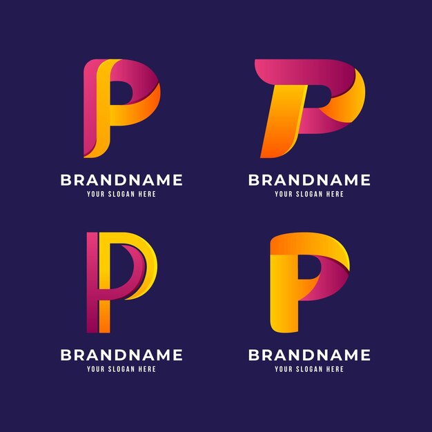 Gradient p logo templates-collectie